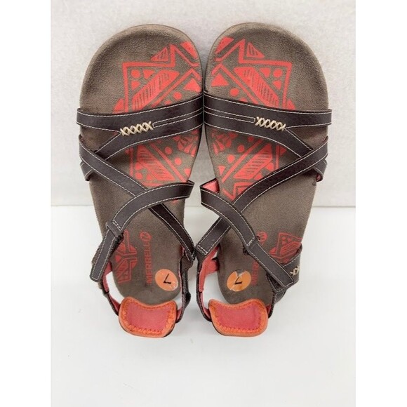 Merrell Womens Leather Outdoor Walking Sandals Cocoa/Coral J289634C Size US 7 - Picture 2 of 4